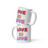 White Ceramic glossy mug With Love Is Love Graphic