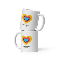 Valentine’s Day: Ceramic Coffee Mug with Colorful Heart Design