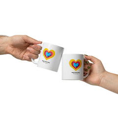 Valentine’s Day: Ceramic Coffee Mug with Colorful Heart Design
