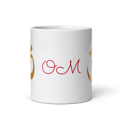 White Ceramic 11oz Mug with Gold Om Symbol