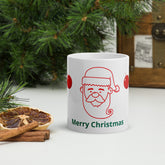 Festive White Ceramic 11oz Mug with Santa and Merry Christmas Design