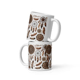 Rustic Dreamcatcher Ceramic Mug – Mandala & Feather Design