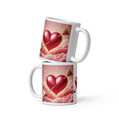 Cupid’s Heart Ceramic Mug – Romantic Arrow & Cloud Design