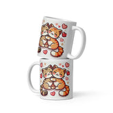 Hugging Cats Ceramic Mug – Cute Cartoon Kitty Design with Hearts