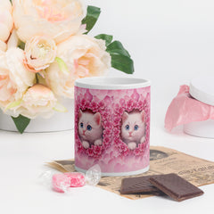 Pink Purrfection – Floral Kitten Mug