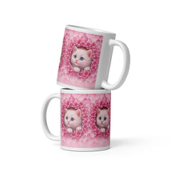 Pink Purrfection – Floral Kitten Mug