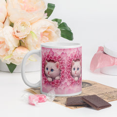 Pink Purrfection – Floral Kitten Mug