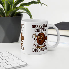 Obsessive Coffee Disorder Ceramic Mug Funny Cartoon Bean Design