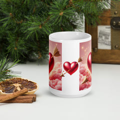 Cupid’s Heart Ceramic Mug – Romantic Arrow & Cloud Design