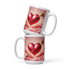 Cupid’s Heart Ceramic Mug – Romantic Arrow & Cloud Design