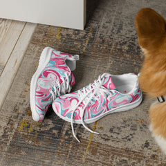 Lightweight Women’s Athletic Sporty Shoes - Marble Pink Pattern