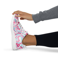 Lightweight Women’s Athletic Sporty Shoes - Marble Pink Pattern