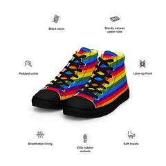 Rainbow Walk: Pride Colored Women's High-Top Canvas Shoes