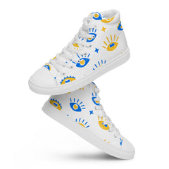 Love Stride: Heart Eyes Patterned Women's High-Top Canvas Shoes