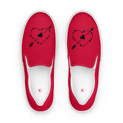 Crimson Women’s Lightweight Slip-On Canvas Shoes - Heart Arrow Design