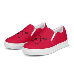 Crimson Women’s Lightweight Slip-On Canvas Shoes - Heart Arrow Design