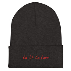 La La La Love Embroidered Beanie-100 Percent Turbo Acrylic and Hand Washable