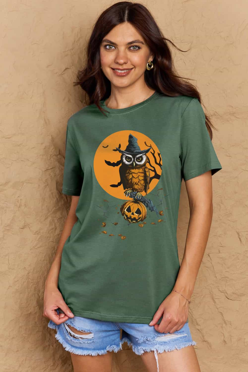 Full Size Holloween Theme Graphic Cotton T-Shirt