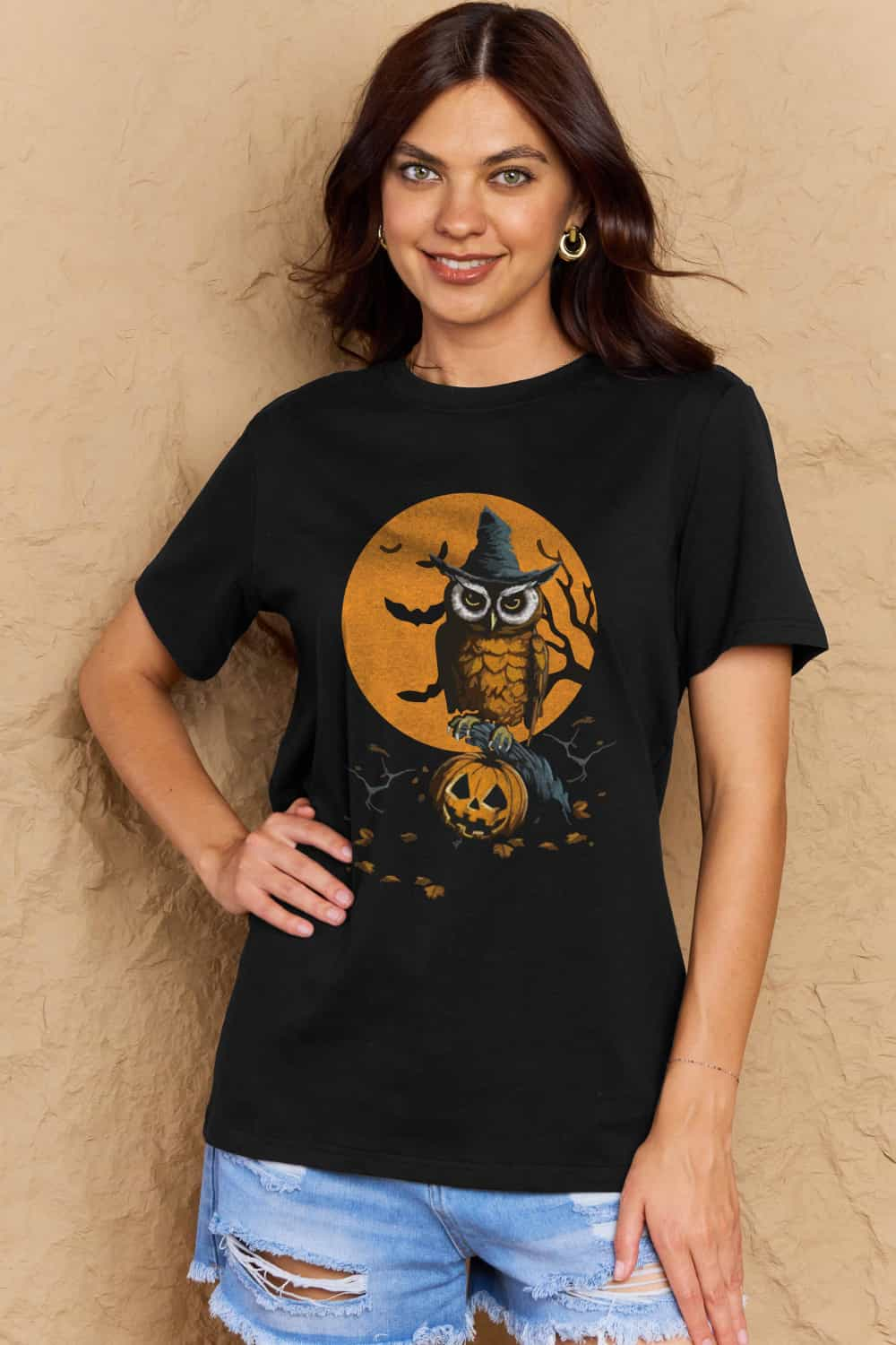 Full Size Holloween Theme Graphic Cotton T-Shirt