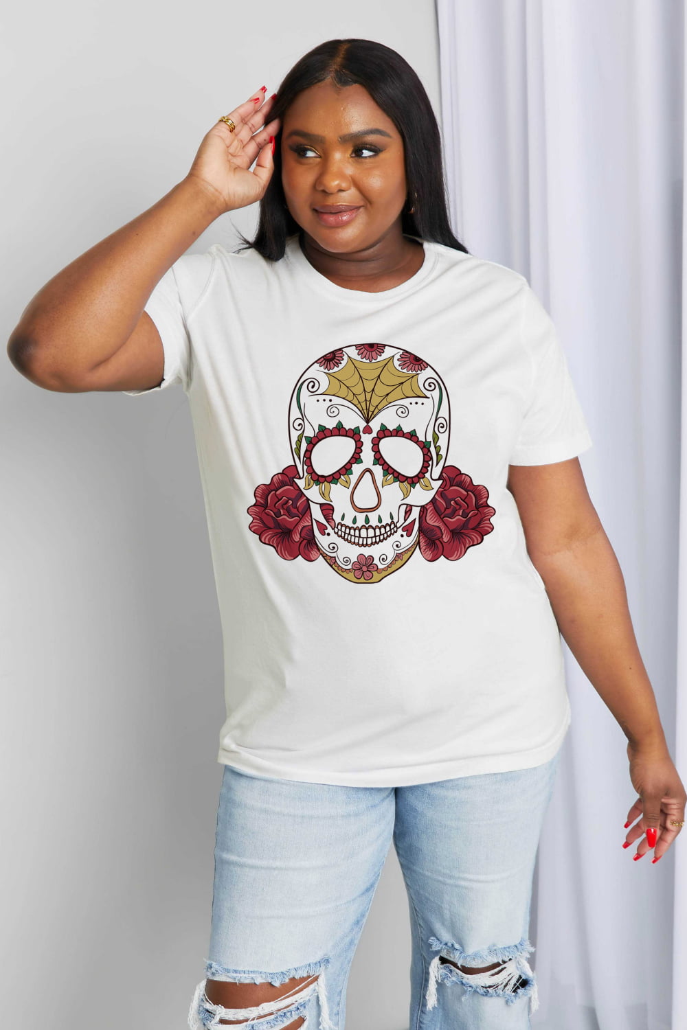 Full Size Skull Graphic Cotton Tee