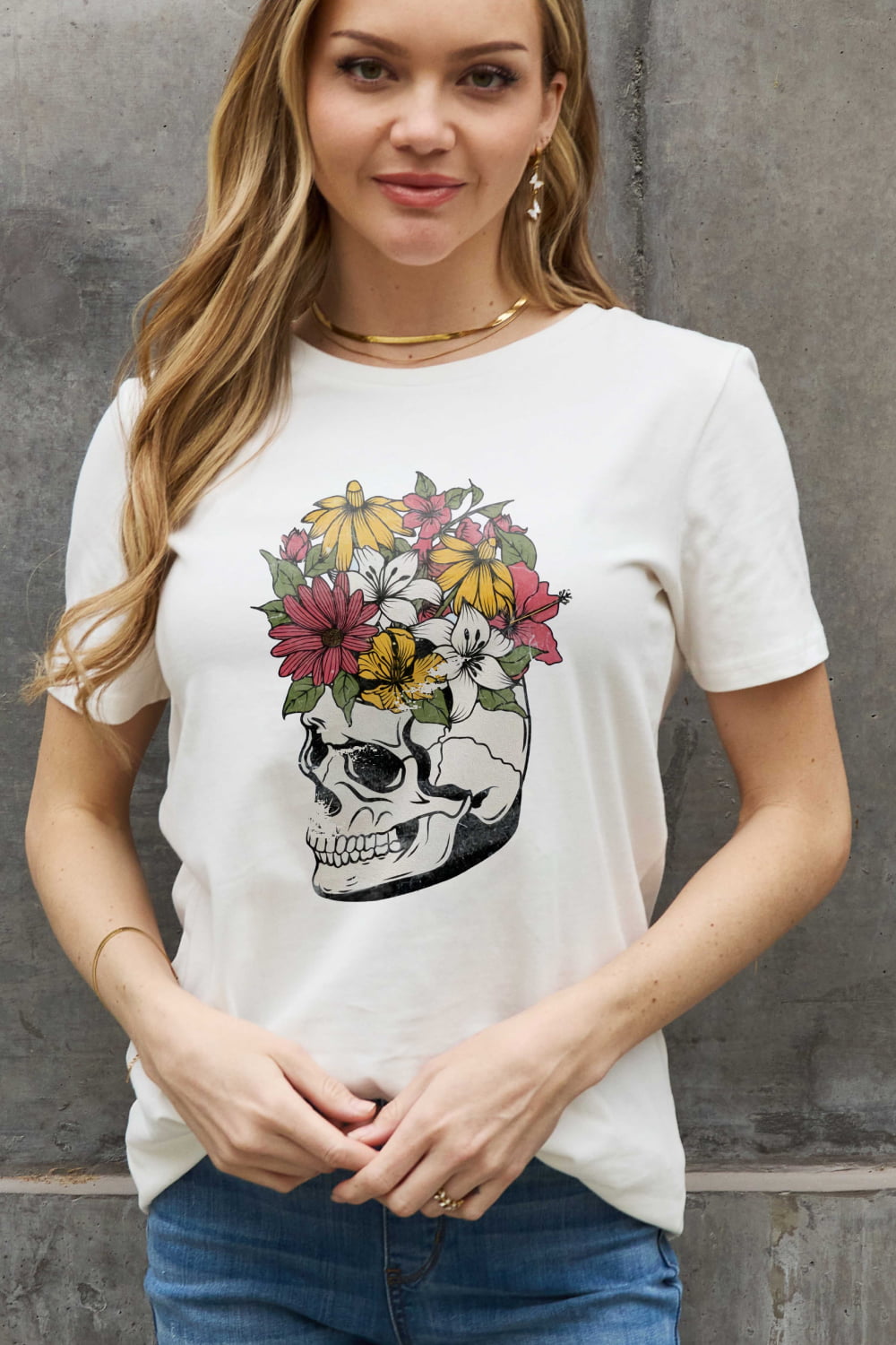 Full Size Skull Graphic Cotton Tee