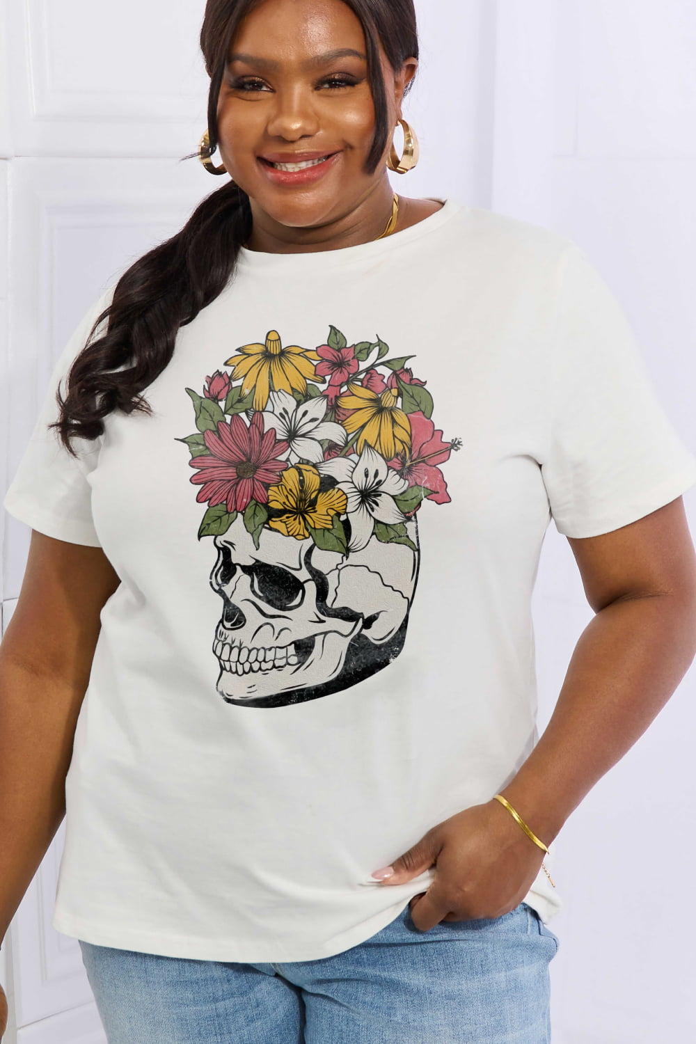 Full Size Skull Graphic Cotton Tee