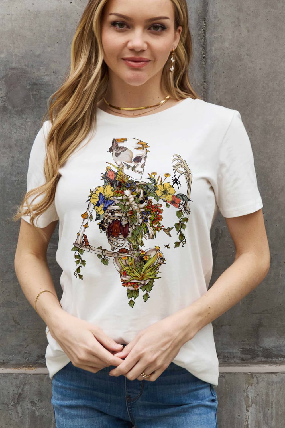 Full Size Skeleton Graphic Cotton Tee