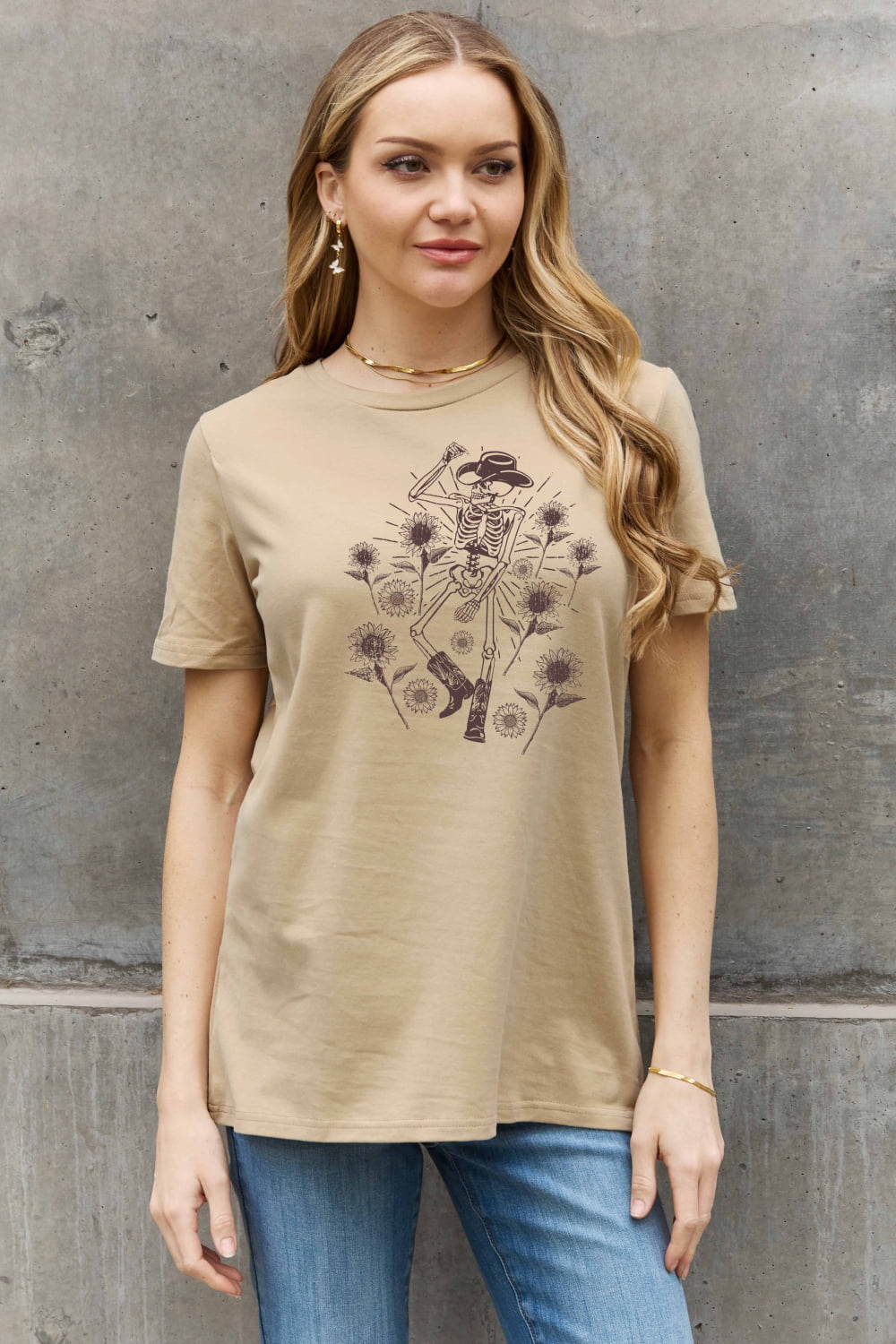 Full Size Skeleton Graphic Cotton Tee