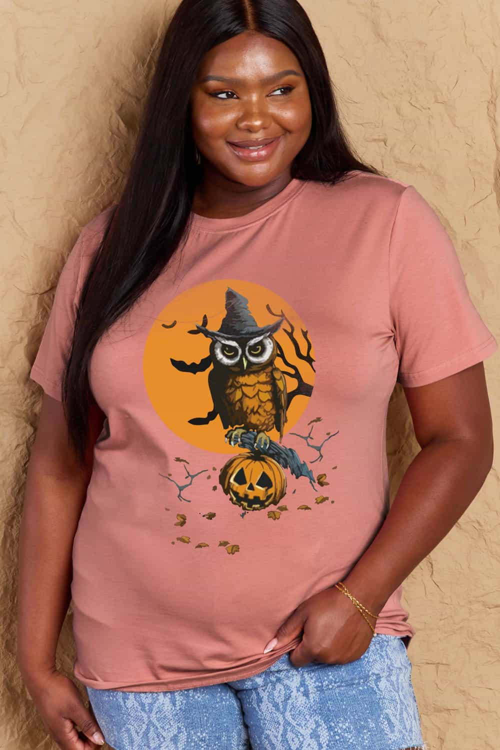 Full Size Holloween Theme Graphic Cotton T-Shirt