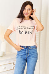 Simply Love Be Kind Slogan Graphic Cuffed T-Shirt