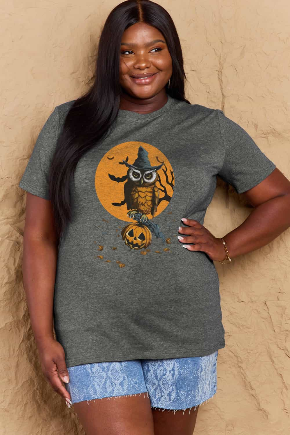 Full Size Holloween Theme Graphic Cotton T-Shirt