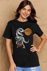 Full Size Women’s Casual Cotton T-Shirt - Dinosaur Skeleton