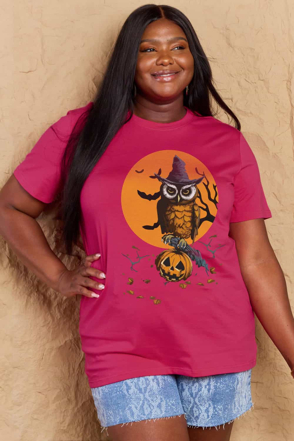 Full Size Holloween Theme Graphic Cotton T-Shirt