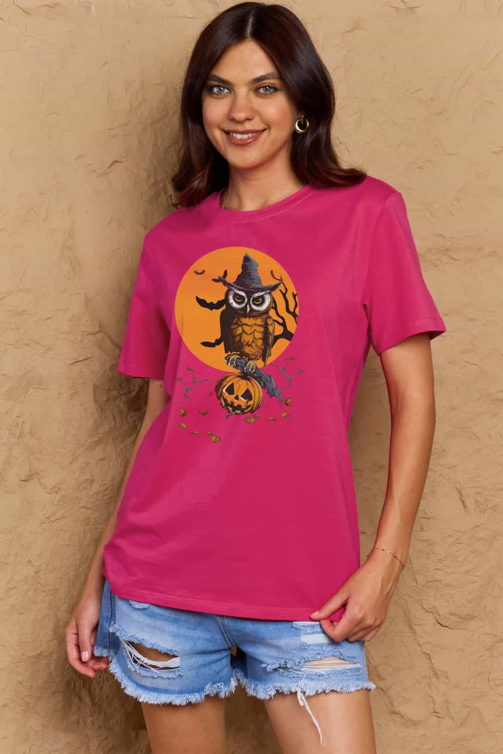 Full Size Holloween Theme Graphic Cotton T-Shirt