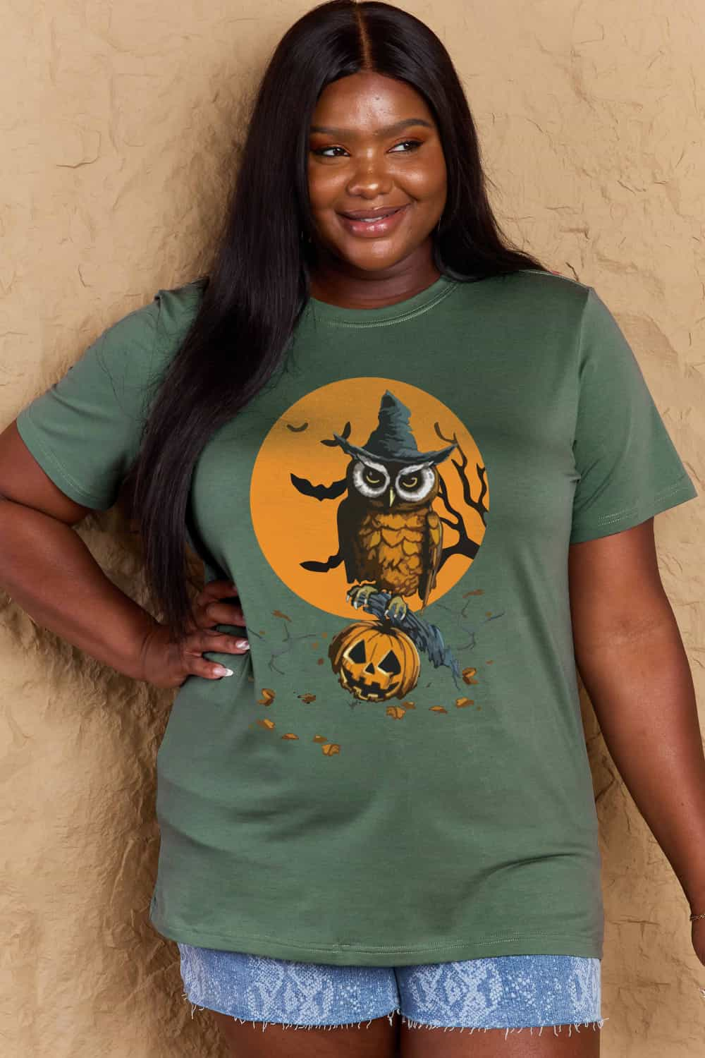 Full Size Holloween Theme Graphic Cotton T-Shirt