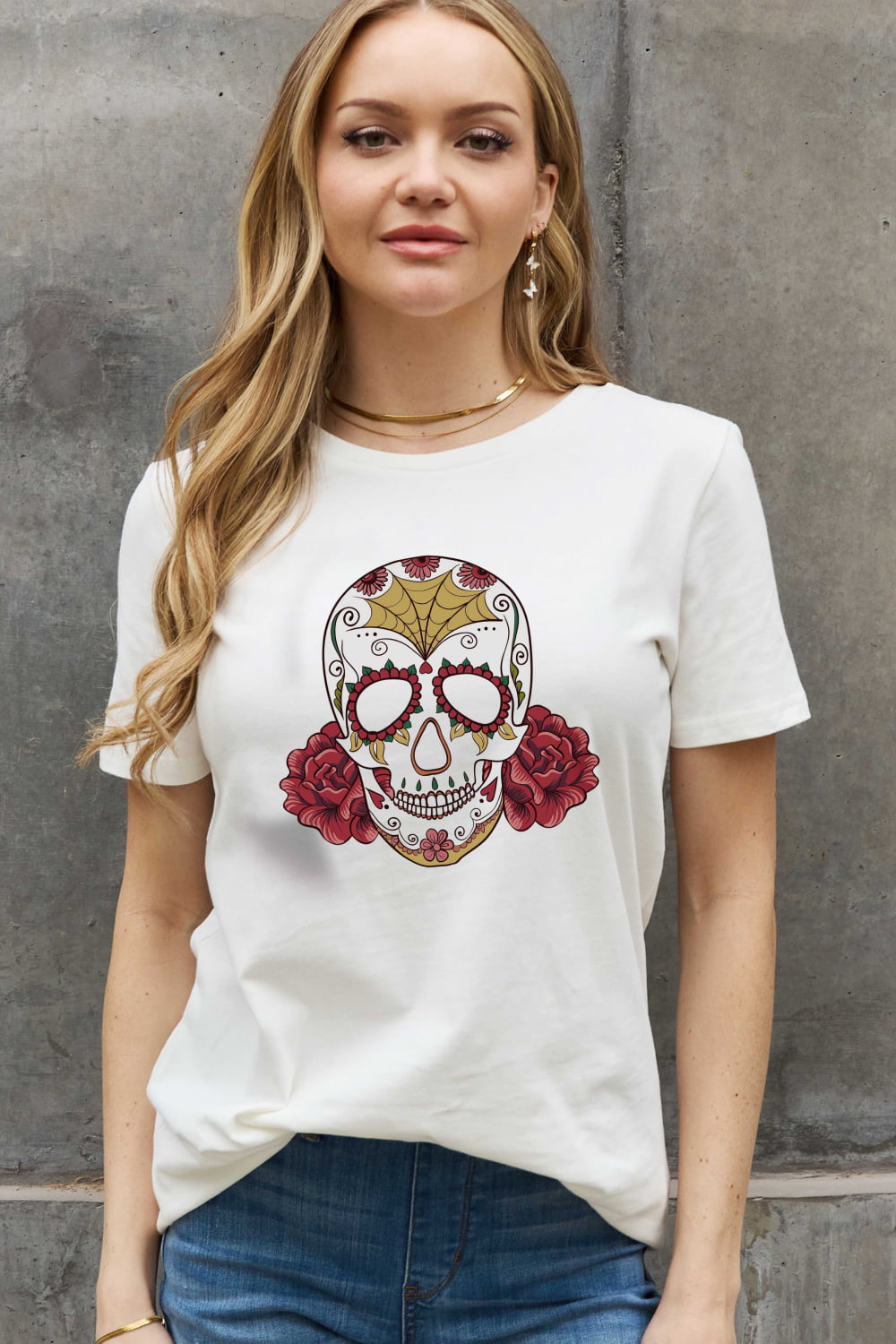 Full Size Skull Graphic Cotton Tee