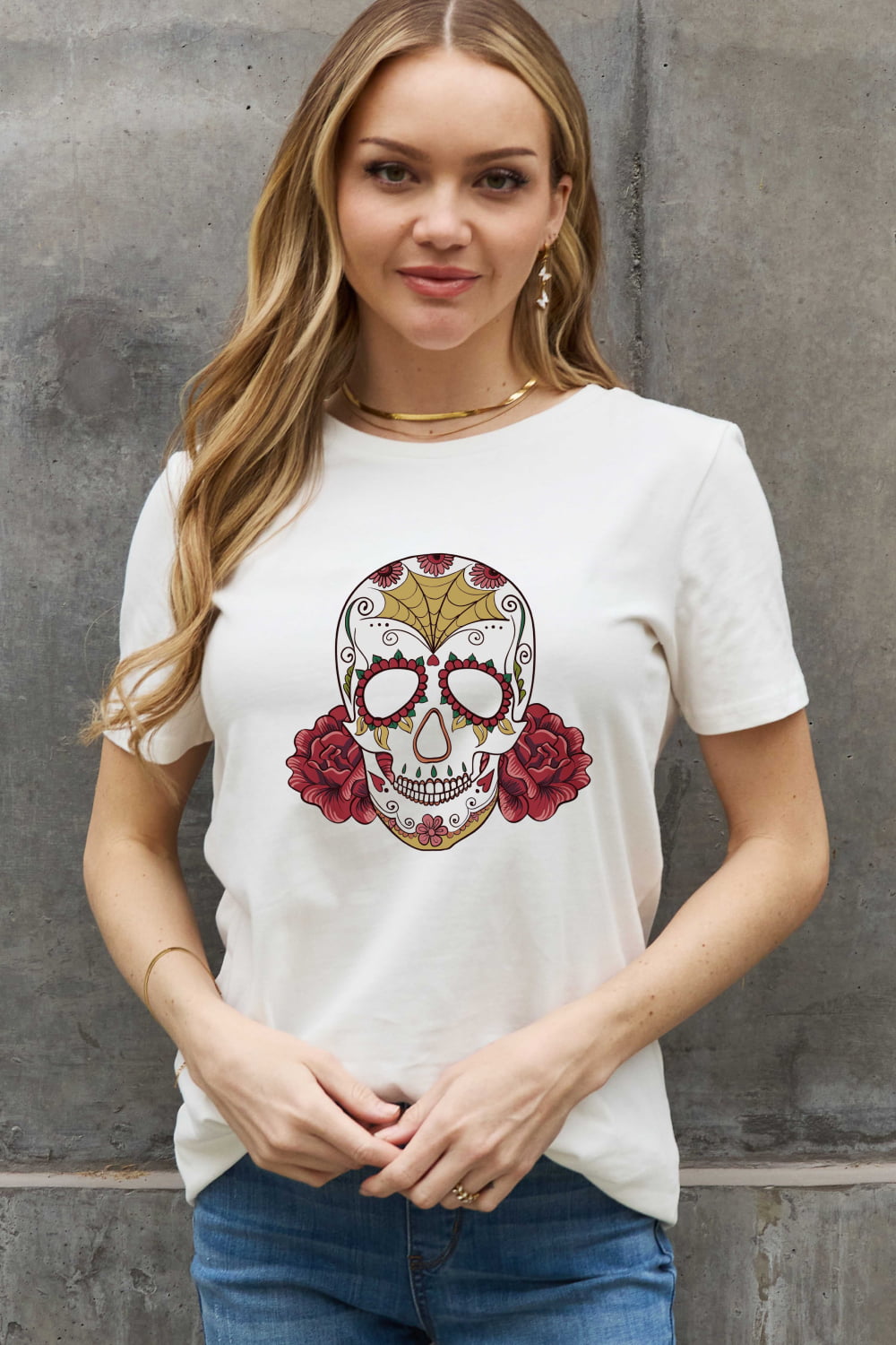 Full Size Skull Graphic Cotton Tee