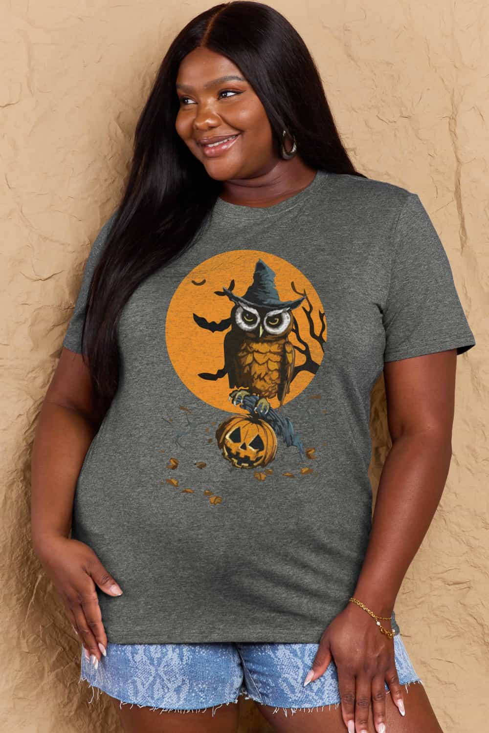 Full Size Holloween Theme Graphic Cotton T-Shirt