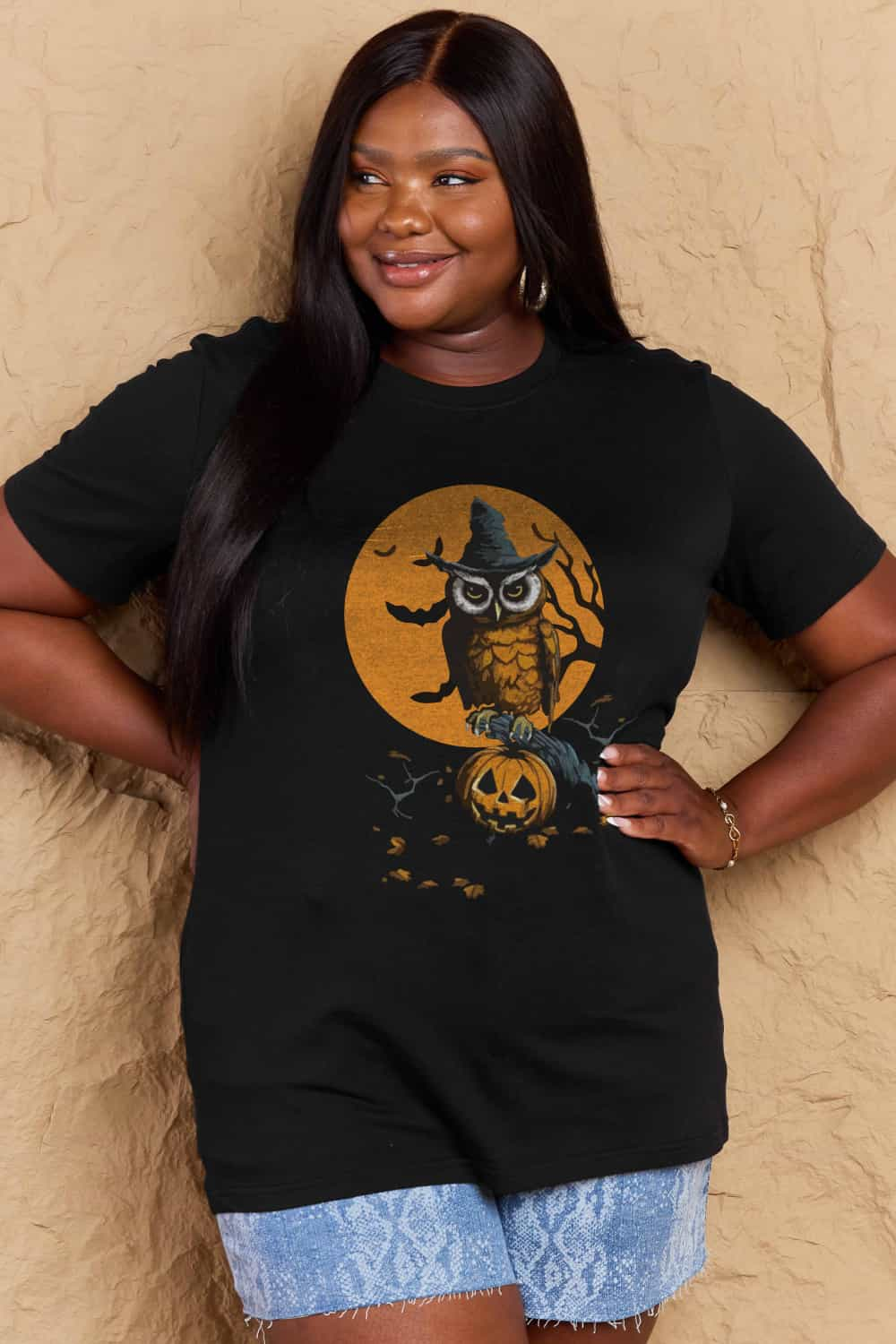 Full Size Holloween Theme Graphic Cotton T-Shirt