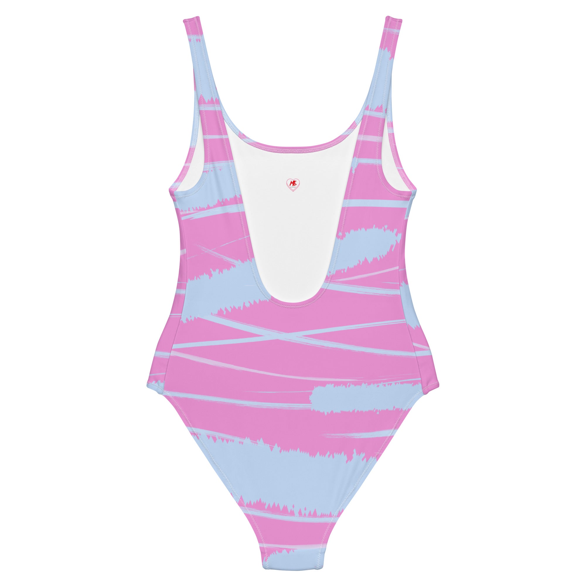 Abstract Lavender Pattern One-Piece Swimsuit with Cheeky Fit