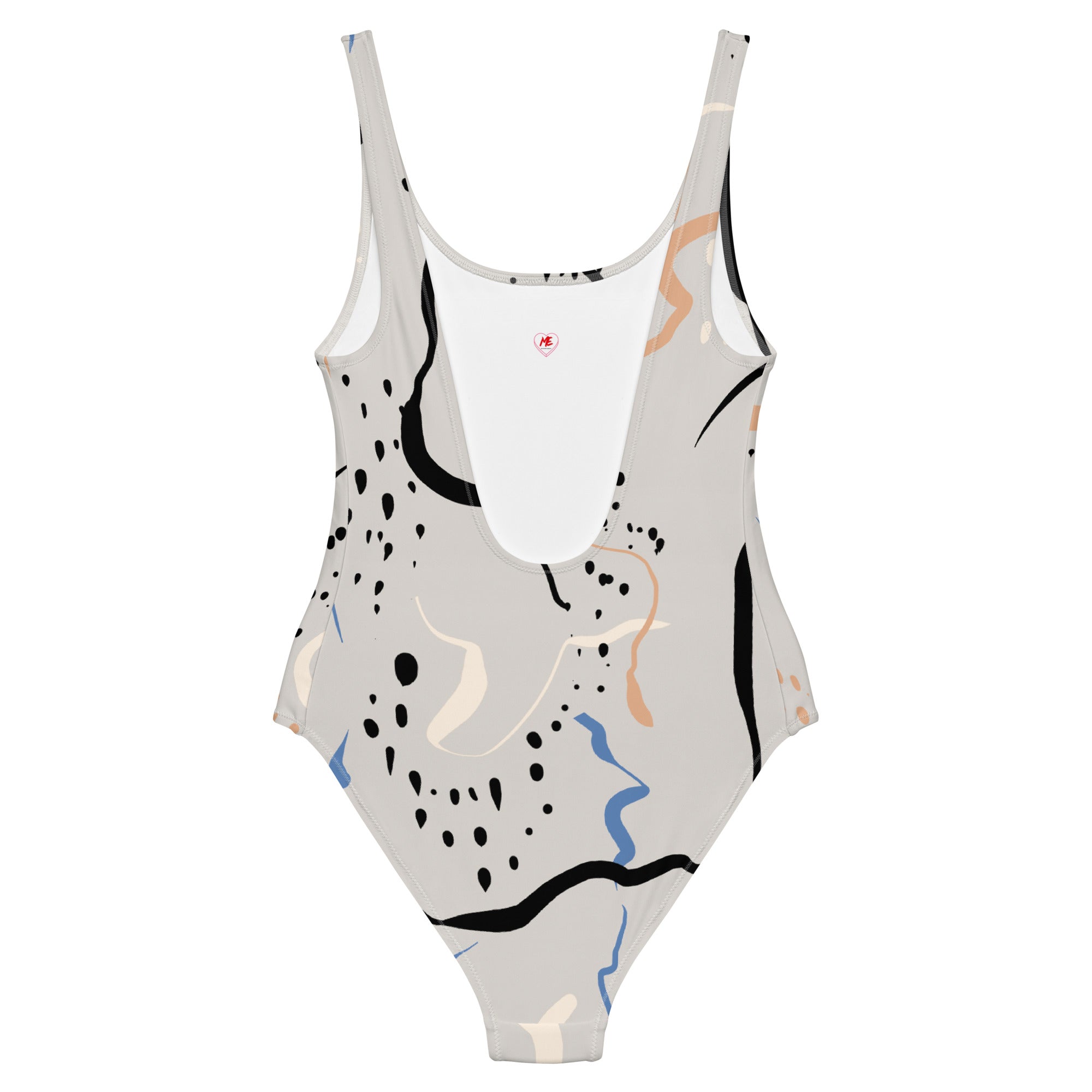 Abstract Vector Art One-Piece Swimsuit - Scoop Neckline and Four-Way Stretch Material