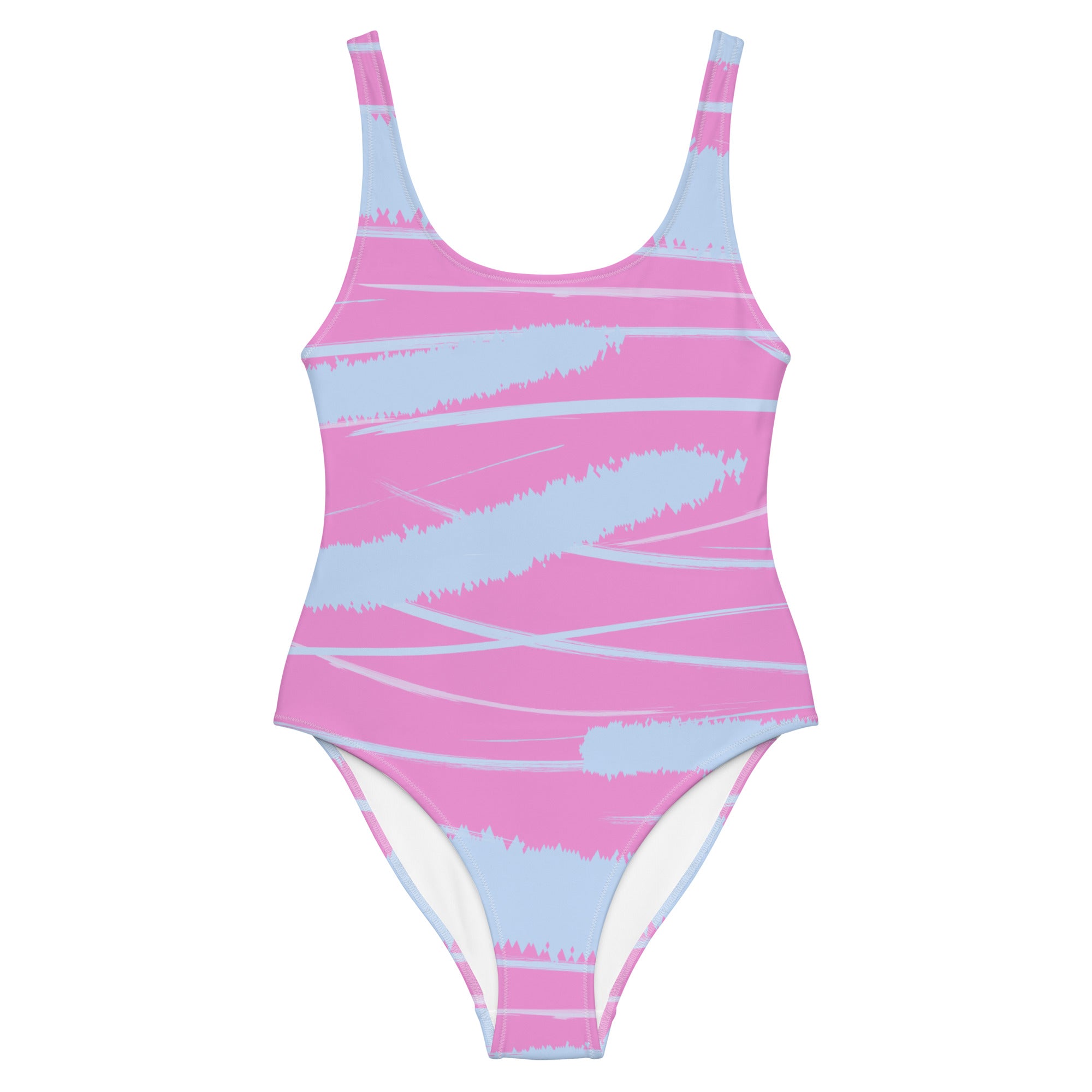 Abstract Lavender Pattern One-Piece Swimsuit with Cheeky Fit