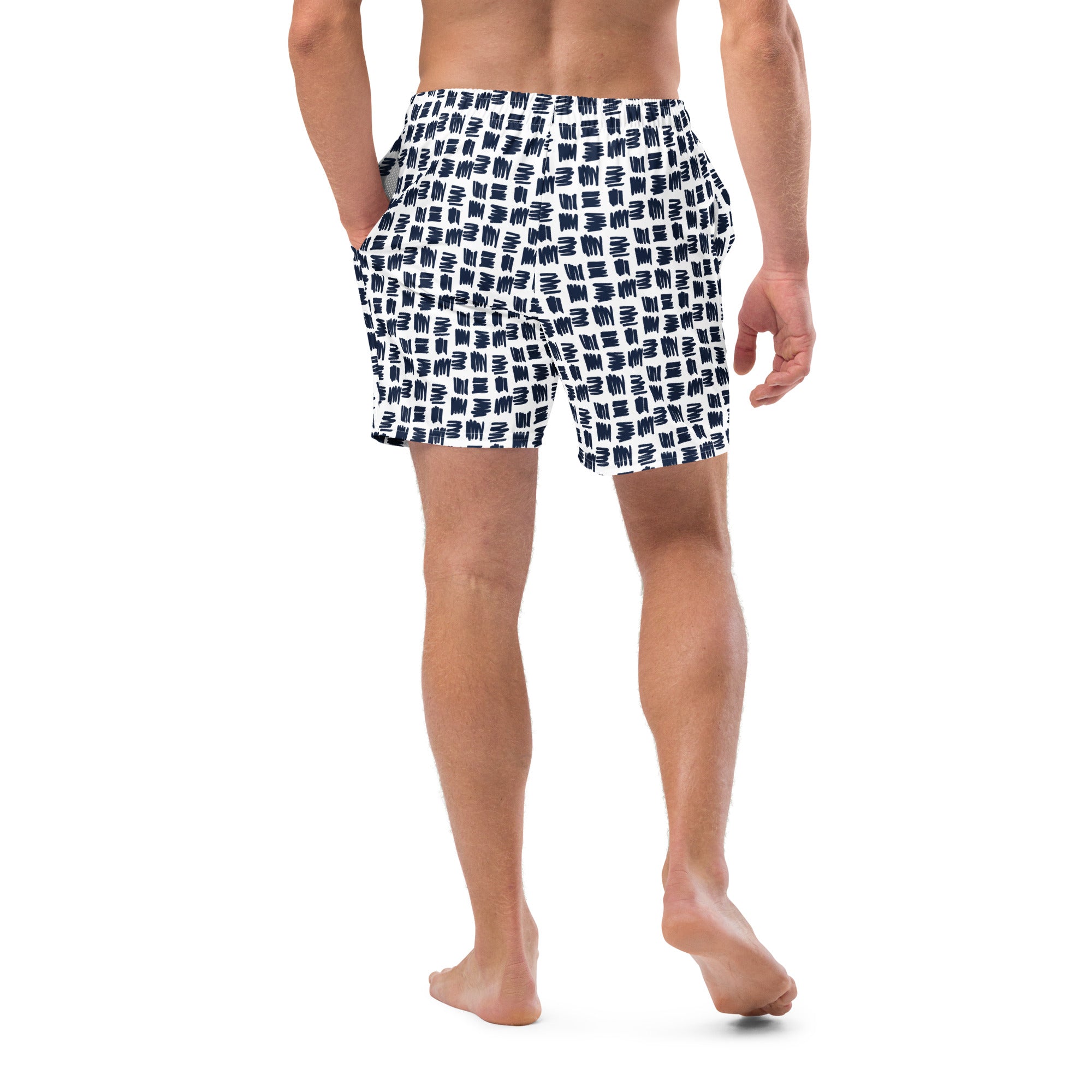 Abstract Squares Pattern Men’s Recycled Swim Trunks