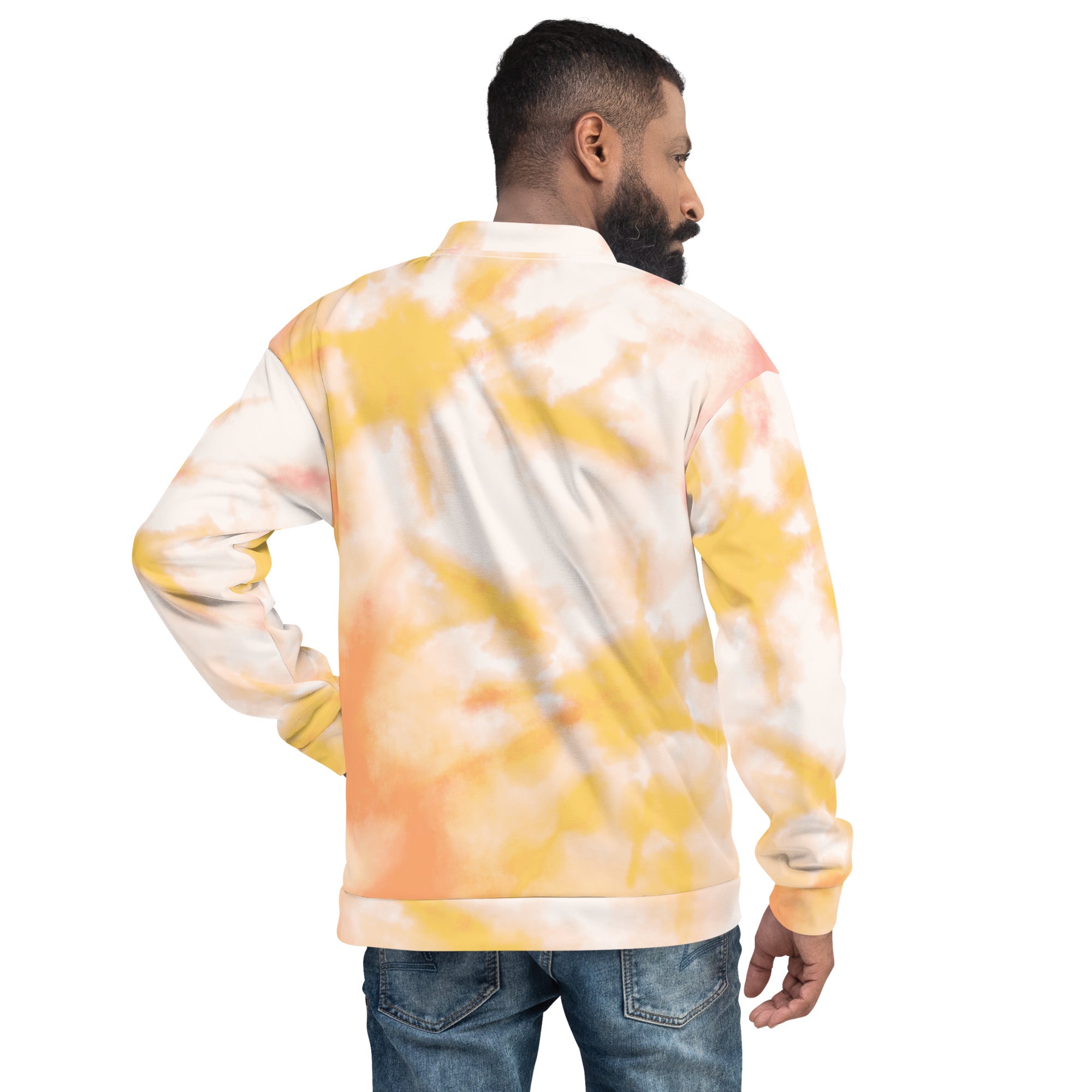 Unisex Bomber Jacket -Orange Tie-Dye Pattern Vibrant, Comfortable, and Durable Fashion Statement for All