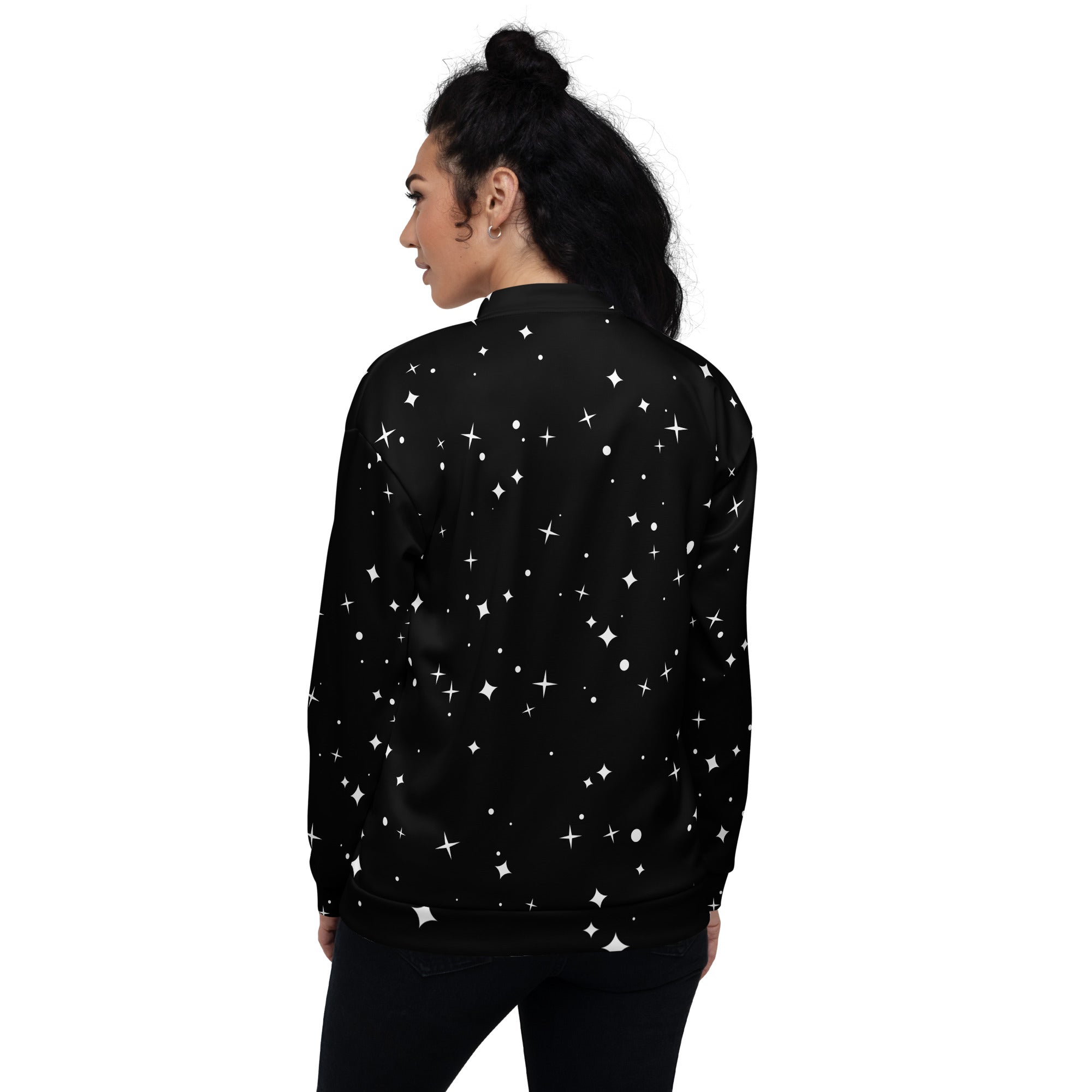 Star Pattern Unisex Bomber Jacket Hand-Sewn, and Oeko- Tex 100 Certified