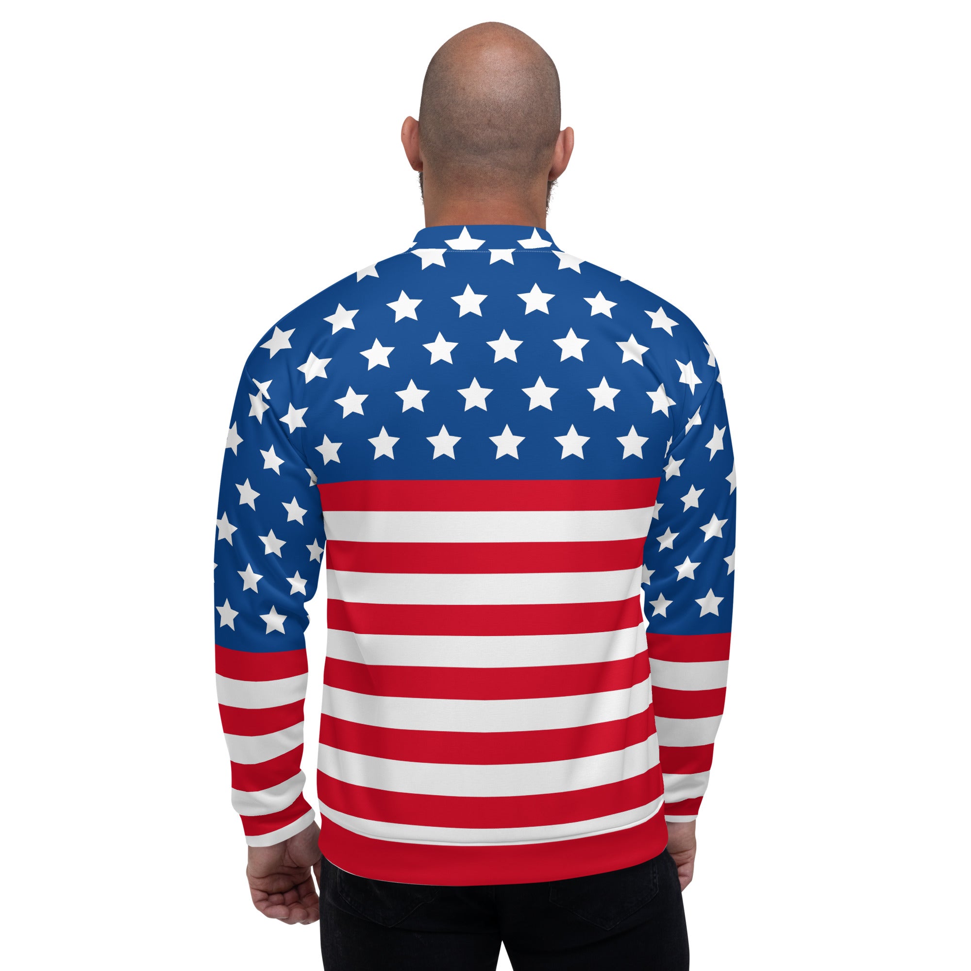 Unisex Bomber Jacket With USA Flag Design Hand-Sewn, And Oeko- Tex 100 Certified