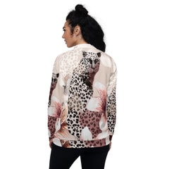 Leopard Lily Unisex Bomber Jacket – Handcrafted Statement Wear