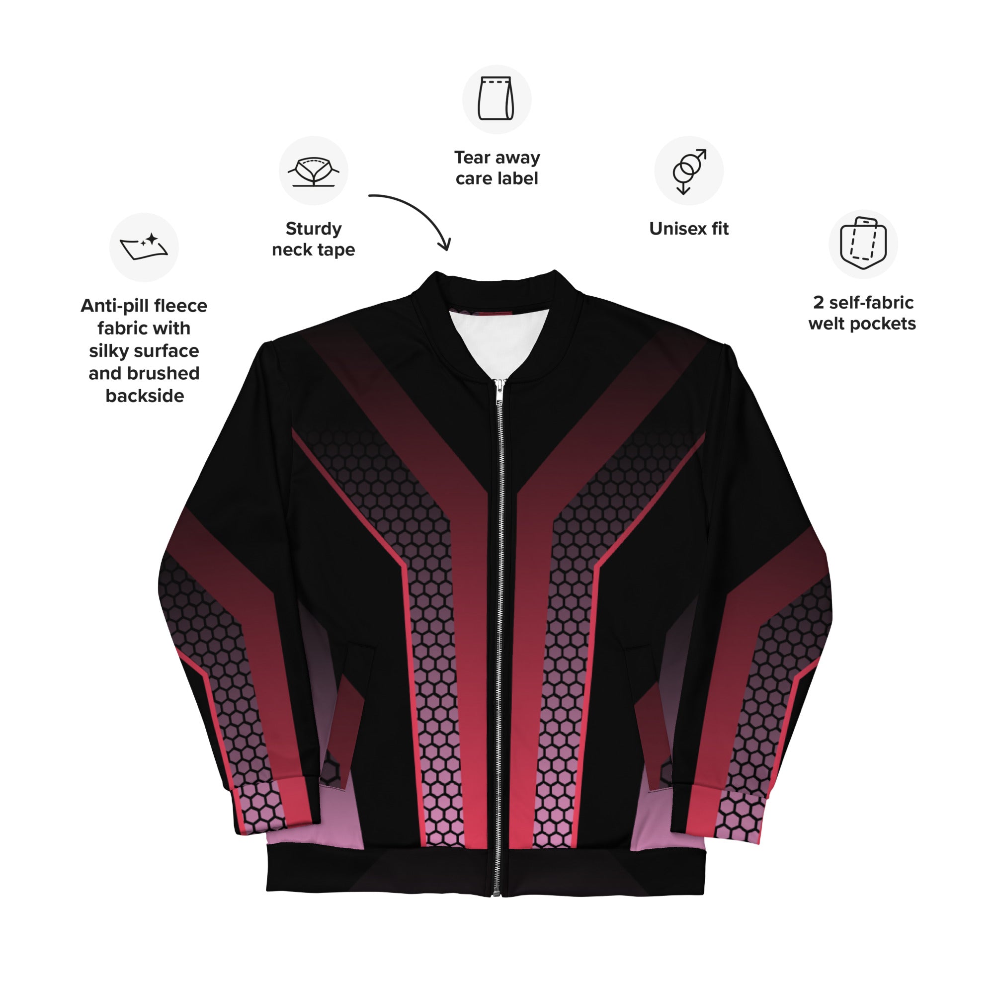 Geometric Design Unisex Bomber Jacket - Stylish, Comfortable, and Durable Fashion Statement for All