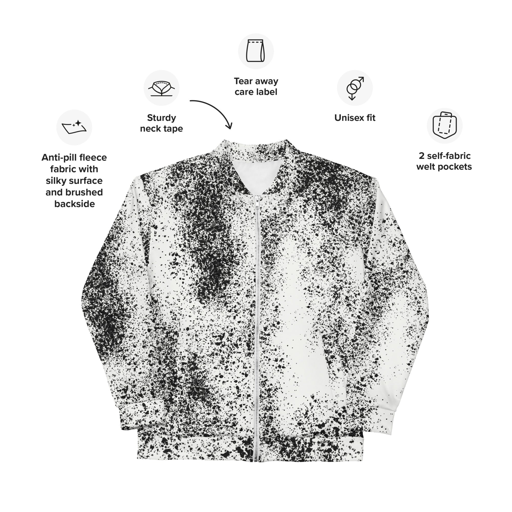 Spray Design Pattern Unisex Bomber Jacket - Stylish, Comfortable, and Durable Fashion Statement for All