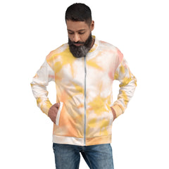 Unisex Bomber Jacket -Orange Tie-Dye Pattern Vibrant, Comfortable, and Durable Fashion Statement for All